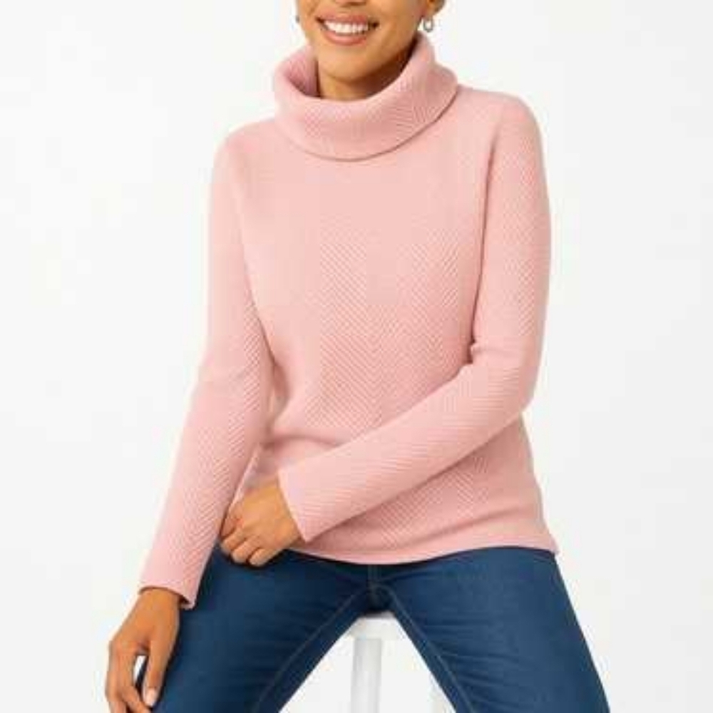 J. Crew Pink Cream Pullover Funnel Neck Turtleneck Sweater Sz XXL New Fleece